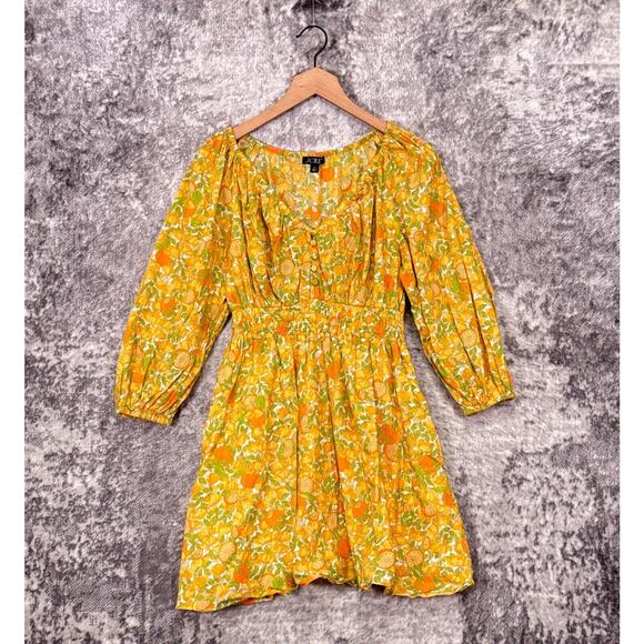 J Crew Dress XS Womens Cotton Lawn Mini Limone Lemons Fruit Print - Picture 1 of 9